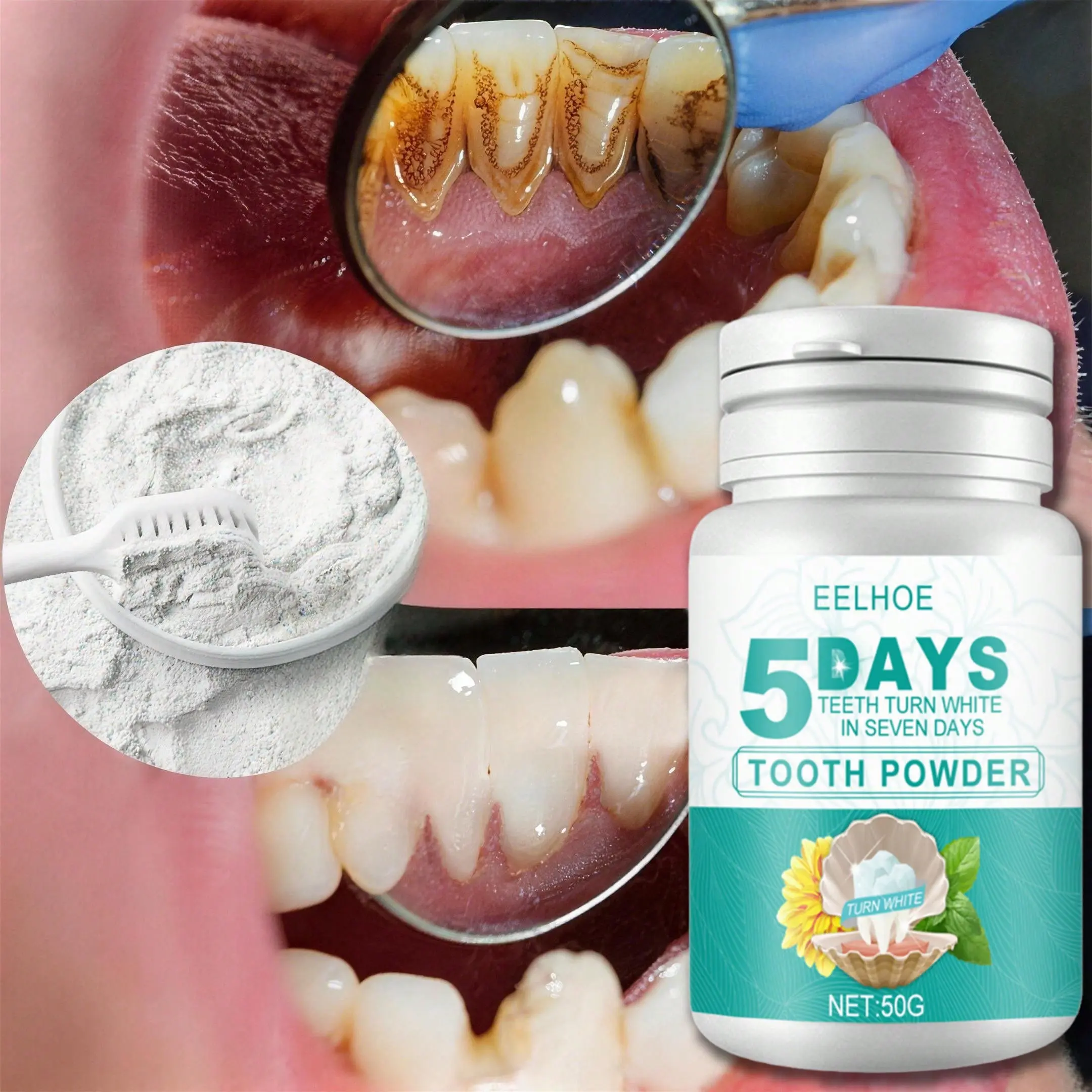 Natural Pearl Tooth Whitening Powder Deep Clean Plaque Oral Care Tooth Powder 50g