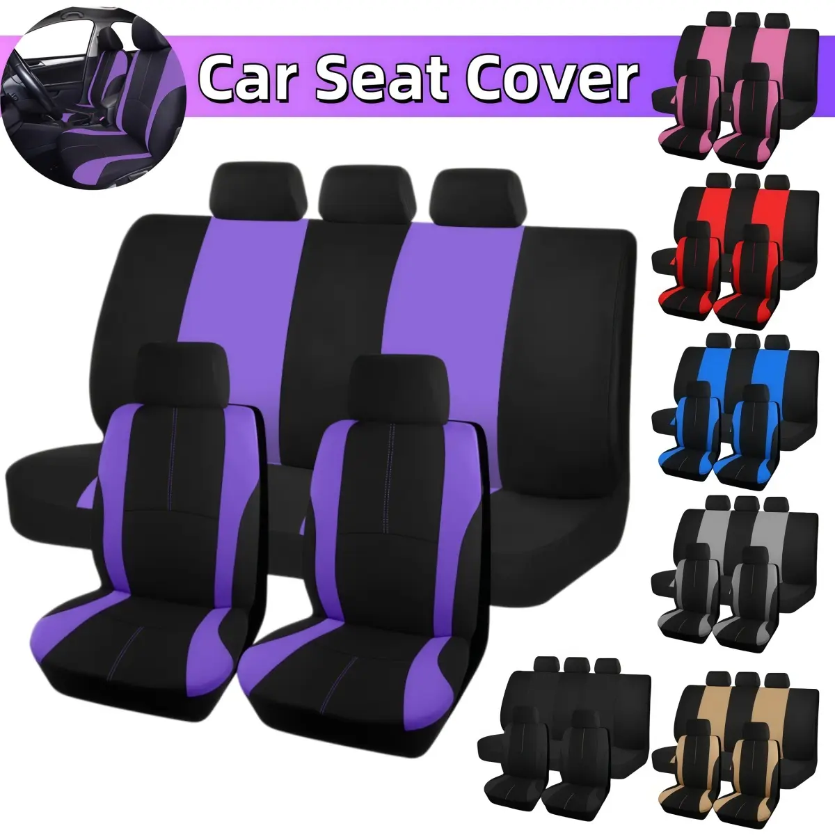 9PCS Car 5 Seat Covers Cloth Dustproof Washable, 5 Sit Full Set Front Cushion Protector Mat Pad Rear Seat Adjustable for 40/60,40/20/40,50/50, Universal Suitable for Most Car Sedan - For Mother Father Lover Friend Christmas Valentine Gift