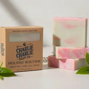 Charlie Charlie Soap Co. Holiday Routine Bar - Artisan Natural Soap with Green Tea White Lily & Musk for Morning Showers & Mid-Week Pick-Me-Ups