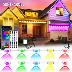 Permanent Outdoor Lights for House,RGB Eaves Lights with App & Remote Control, Outdoor String LED IP67 Waterproof for Christmas,  New Year, Holidays Roof Eaves House Garden Decor