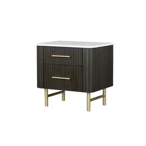 Clayten Marble Top and Espresso Finish Nightstand