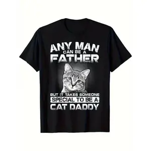 Cat Daddy T-Shirt - "Special Cat Daddy" Graphic Print Retro Casual Crew Neck Tee, 100% Cotton All-Season Comfort for Halloween