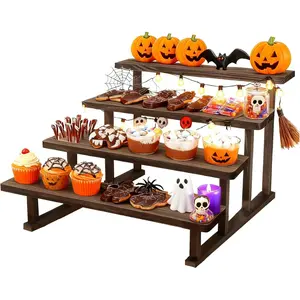 4 Tier Wooden Display Riser Stand, Cupcake Display Shelf Tabletop  Rack for Party, Kitchen, Perfume, , Vendors event