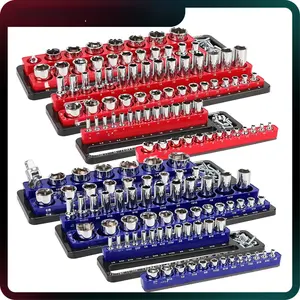 Magnetic Socket Holder Organizer Set: Detachable Drive Sockets Storage Tray, Drawer Tool Box, Metric SAE (Sockets Not Included) tool kit set
