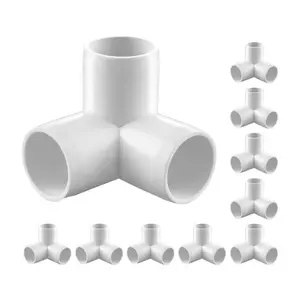VEVOR 3-Way PVC Fittings, 1-inch PVC Pipe Joints Elbow Connector, 10-Pack Furniture Grade PVC Tee Fittings for DIY Storage Rack, Animal Cage, Pool or Garden Support Frame, Impact Weather-Resistant