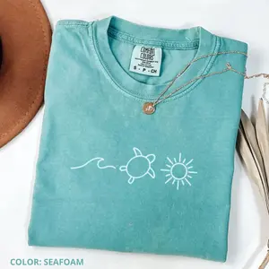 Comfort Colors Ocean Turtle Sun Summer T-Shirt, Beach Bum Tee, Aesthetic T-Shirt, Women Favorite Top, Apparel, Today Shirts, Summer Outfits