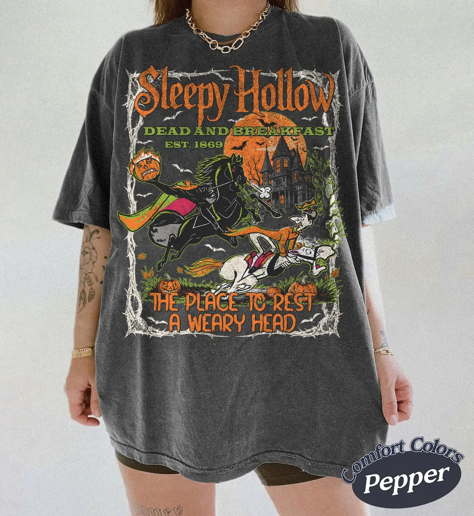 Vintage The Headless Horseman Comfort Colors Shirt, Halloween Sleepy Hollow Dead And Breakfast Tee, Halloween Party 2026
