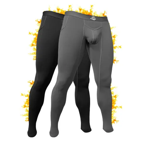 Men's 2-Pack High Waist Soft Stretch Spandex Tight Fit Technical Thin Skinfit Stretchable Sports Leggings - 74% Nylon 26% Spandex, 28in Brushed V-Fly, Skinny Cut Compression, Sleek Gym Outfits, Machine Washable for Yoga Gym, Soft Stretch Men's Sports Legg