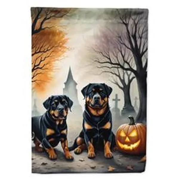 15.5 x 11.25 in. Unisex Rottweiler Spooky Halloween Garden Flag