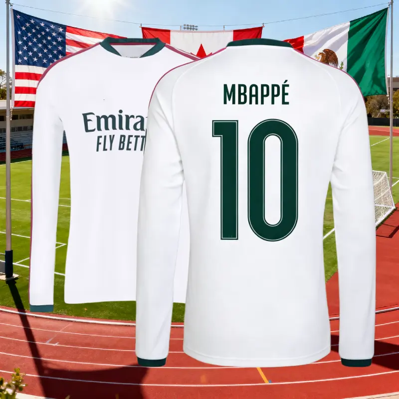 2627 White Mbappe #10 Home Long-Sleeve Soccer Jersey