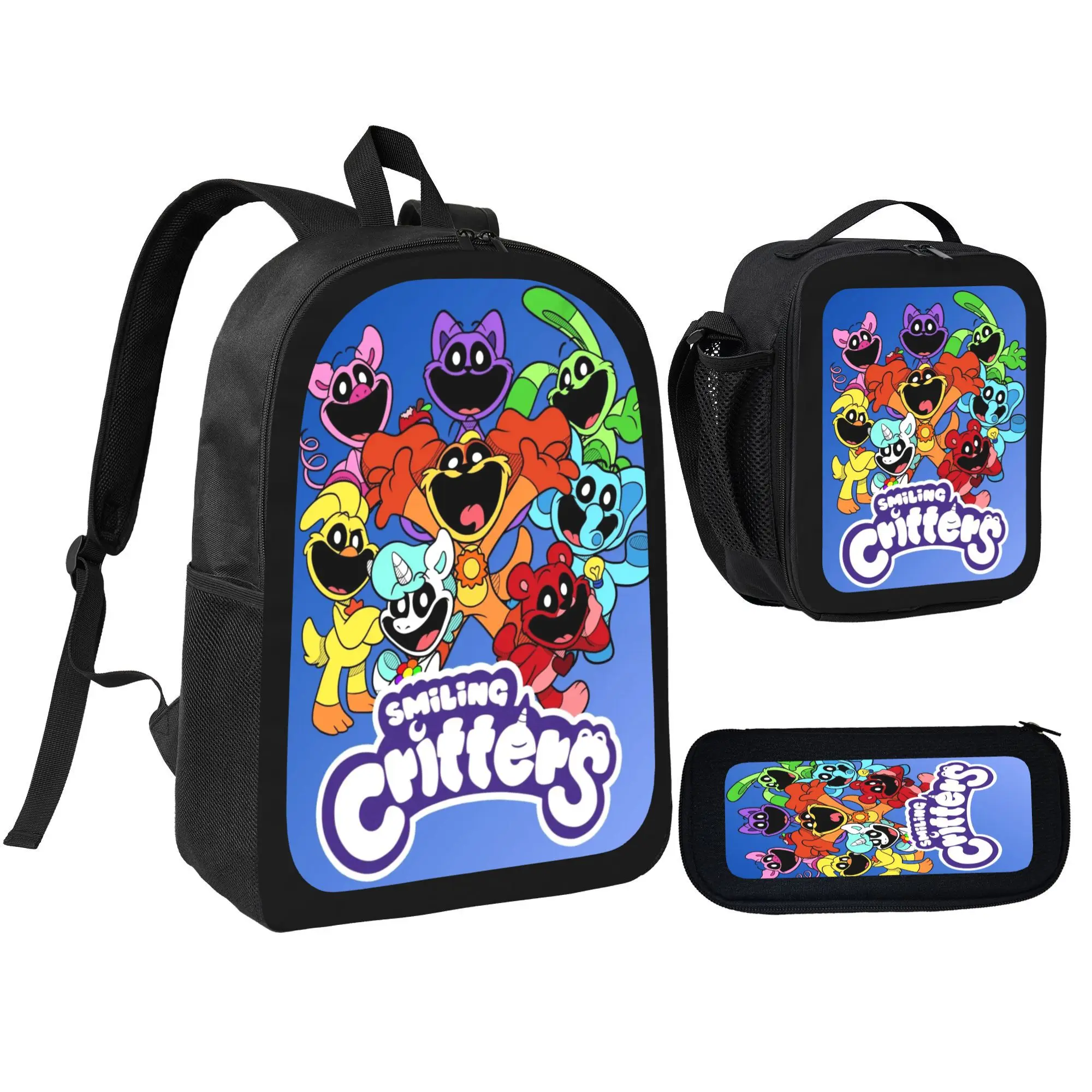 Smiling Critters Backpack With Lunch Box Pencil Case 3 In 1  display picture 1