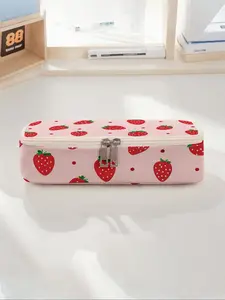 Strawberry Pattern Large Capacity Pencil Case, Pencil Holder, Durable Multi-Functional Storage Bag, Portable Zipper Organizer for School Office Supplies