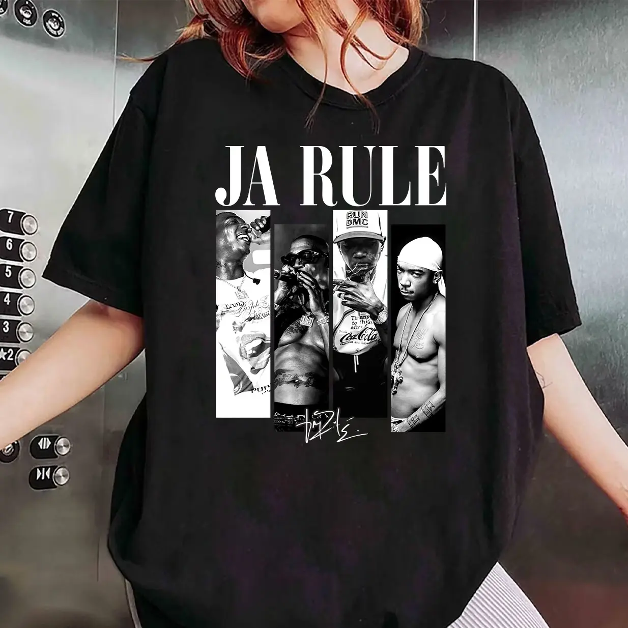 Graphic Ja Rule Rapper Bootleg T-shirt JA RULE Retro Y2k Casual Women's Fashion Top Basic Elastic Grey Knit Short Sleeve Crew Neck Unisex Heavy Cotton Tee Garment