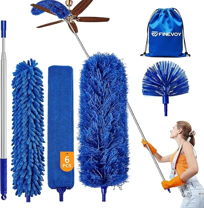 Dusters for Cleaning, Duster with Extension Pole 5 in 1 Kit, Cobweb Duster, Long Dusters for High Ceilings, Microfiber Dusters for Ceiling Fan, Blinds and Furniture