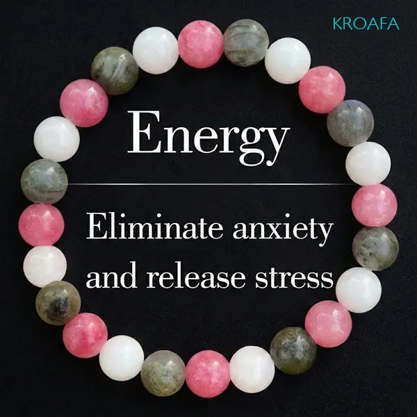 KROAFA Unisex Color-Block Synthetic Beaded Crystal Bracelet - 20g, Elastic, Elegant Arm Candy Accessory for Adults, Daily Wear, Peace Symbol, Motivation, Good Luck Gift, Prosperity Unity Energy, Encouragement, Arm Candy Accessories