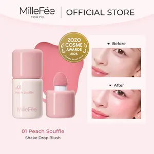 MilleFée Shake Drop Blush 5mL Shake-to-Activate Formula Liquid Blush Glow Radiant Dewy Finish Instant Complexion Boost Fresh Girl Makeup Juicy Glow Cheeks Soft Natural Makeup Lightweight Liquid Texture Buildable Color Payoff Easy Blend