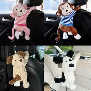 Cartoon Monkey Design Car Tissue Box for Summer, Cute Cartoon Animal Decorative Tissue Holder, Car Interior Accessories, Car Storage Organizer