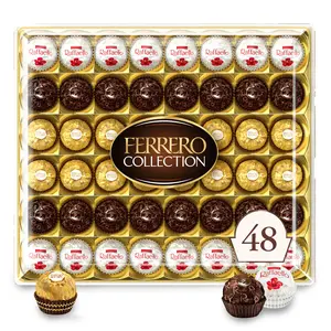 (A)Ferrero Rocher Collection Premium Chocolate Gift Set, 48 Count Assorted Hazelnut Milk Chocolate, Dark Chocolate and Coconut Treats, Elegant Gift for Holidays and Special Occasions