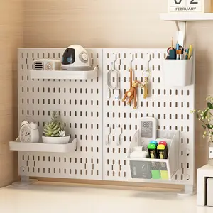 Desktop pegboard stand-up board for office, clip-on storage partition, desk pegboard, stand-up, no drilling required