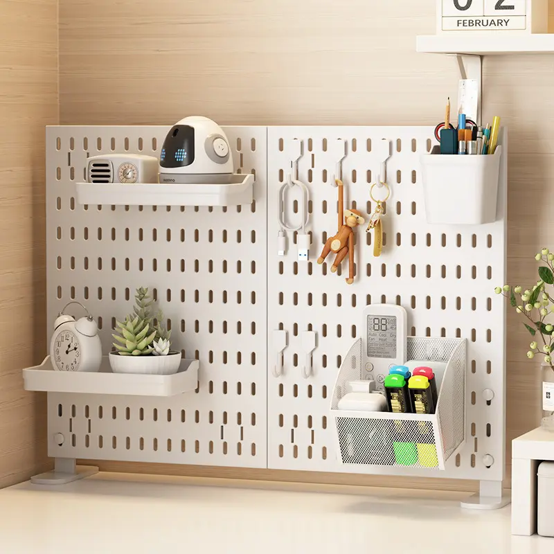 Desktop pegboard stand-up board for office, clip-on storage partition, desk pegboard, stand-up, no drilling required