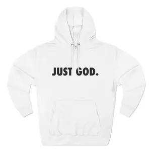 JUST GOD. Three-Panel Fleece Hoodie