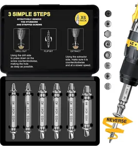 6pcs Screw Extractor Set Damaged Stripped Screw Extractor Removal Tool Stripped Screws Nuts Bolts Easy Removal Drill Bit Tools For Removing Broken Bolt Extractors