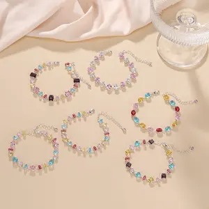 Jelly DIY Bracelet with Lobster Clasp Frosted Translucent Beads Adjustable Minimalist Jewelry for Women