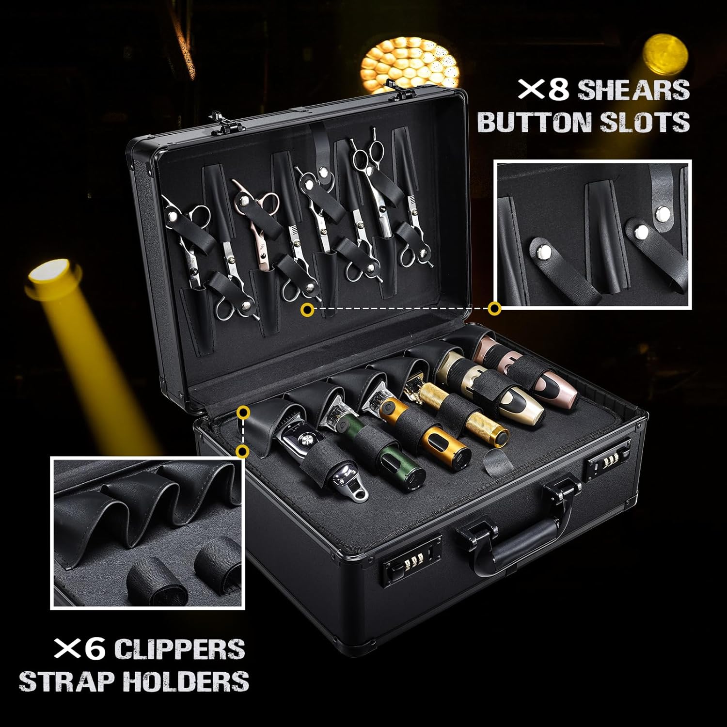 Professional Barber Case Large Hairdresser Carrying Suitcase with Combo Locks Barbers Briefcase Tool Case for Clippers and Supplies Hair Scissors Trimmer Salon Travel Organizer Professional Barber Case Large Hairdresser Carrying Suitcase with Combo Locks Barbers Briefcase Tool Case for Clippers and Supplies Hair Scissors Trimmer Salon Travel Organizer