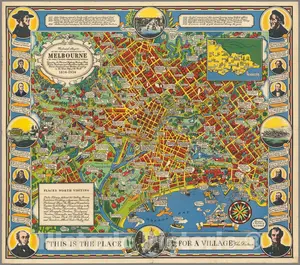 Melbourne, Victoria - Pictorial Map, 1934