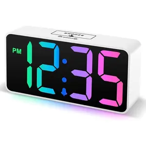 DreamSky Super Loud Alarm Clock for Heavy Sleepers - RGB Small Digital Clock for Kids Bedroom Bedside Nightstand, Electric Desk Clock with Large Numbers, Dimmer, Adjustable Volume, USB Port, Snooze