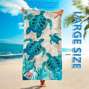 ASD [Blue Sea Turtle |   Lightweight] Lightweight, Quick-Drying Oversized Beach Towel |   One Featuring a Blue Sea Turtle Design for Women |   Measuring 71 by 31.5 Inches, Highly Absorbent waffle  towels