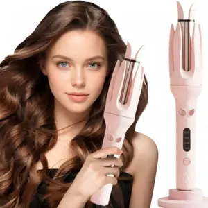 Automatic Hair Curling Iron, Ceramic Auto Curler with Negative Ion Care, 4 Temperature & Timer Settings, Tangle-Free Rotating Curling Wand with Auto-Off for Women