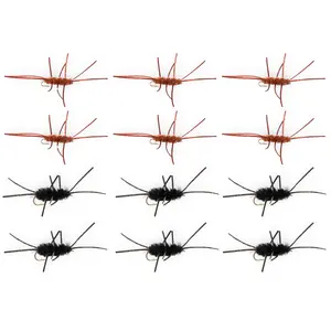 Floating Feather Supply Pat's Rubber Legs Fly 12 Pack – Black & Brown Stonefly Nymph Size 8