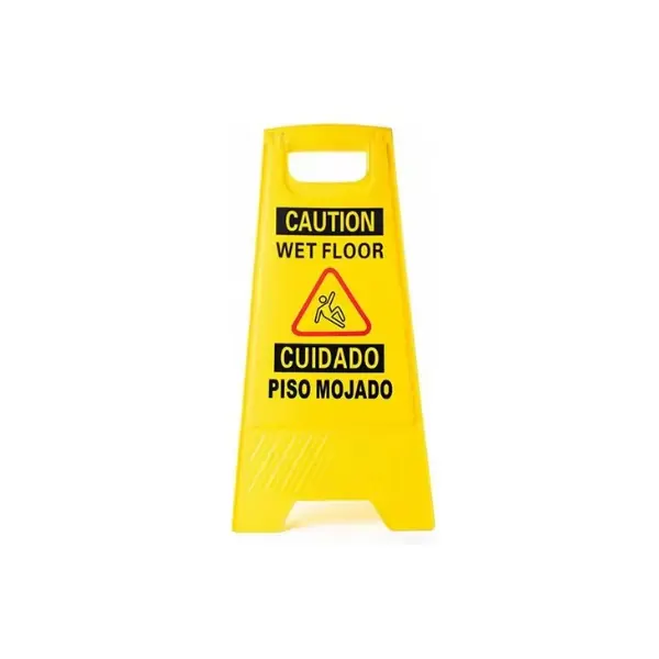 24 Inches Caution Wet Floor Sign Bright Yellow Double Sided Bilingual Folding A-Shaped Frame Design Caution Message Safety Warning Wet Floor Sign Collapsible Commercial Warning Sign Prevent Slip