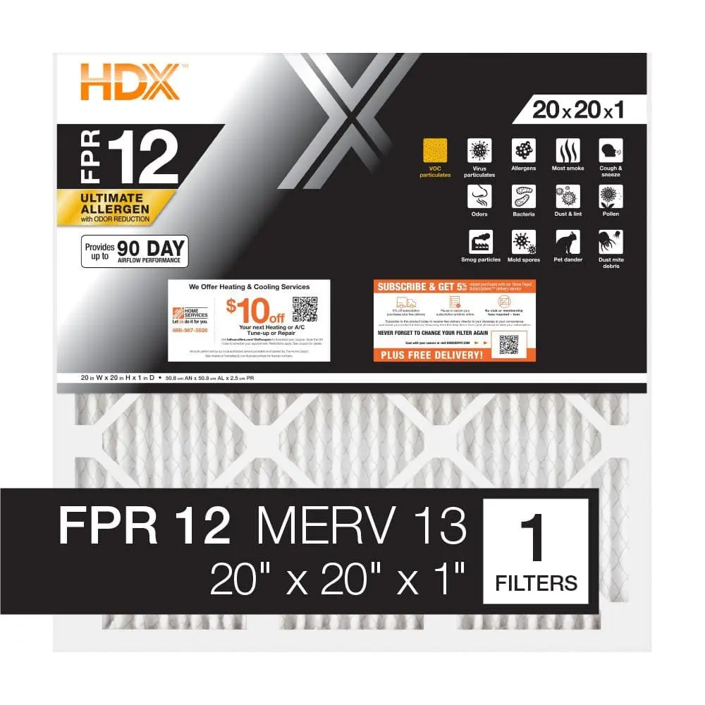 20 in. x 20 in. x 1 in. Ultimate Allergen Pleated Air Filter FPR 12, MERV 13