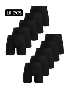 Men's Casual Colorblock Elastic Waistband Briefs, Comfortable Fashion Daily Wear Underwear, 10 Pack, All Seasons, Fitted Style