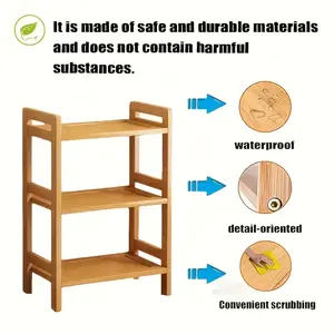 3-Tier Bamboo Sewing Organizer Rack Eco-Friendly Storage for Thread Needles & Craft Supplies Natural Bamboo Construction