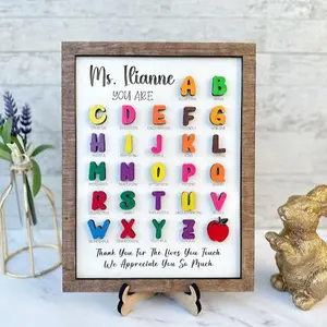 Personalized Teacher Alphabet Sign| Gift for Teachers| Teacher Classroom Signs| End of Year Teacher Gift| Teacher Appreciation Day