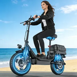 GQ8 Electric Scooter with 740W Motor 30-Mile Range 48V 15AH Battery Hydraulic Shock Absorption Large Rear Storage Basket Perfect Christmas Gift