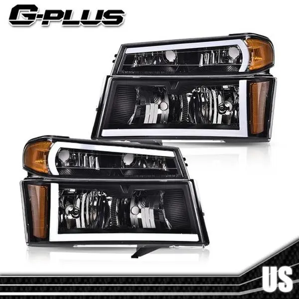 G-PLUS LED DRL Headlight Kit & Bumper Lights, Black, Car Lighting Upgrade for 04-12 GMC Canyon/Chevy Colorado, Led Headlight Kit