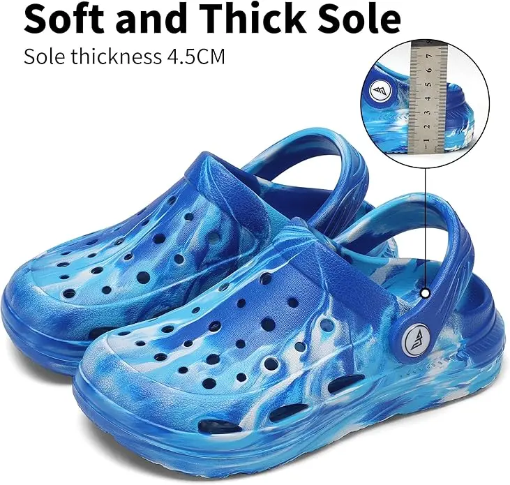 Toddler Kids' EVA Clogs with Arch Support, Lightweight, Breathable Slip-on Water Shoes, Anti-Slip Sandals with Convertible Strap for Beach, Arch Support Insoles, Soft Sandals