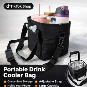 Family Size 4 Compartment Drink Bag,Multiple Tumbler Carrier Caddy,with Adjustable Strap,4 Compartment Insulated Drink Holde,for Hiking,Walking,Sports,Family Outings & Daily Use summervibes
