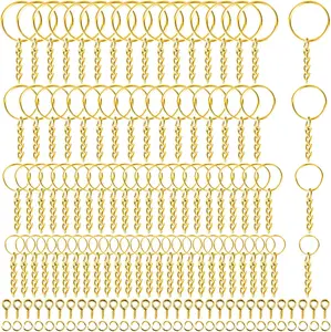 Key Ring with Chain, Shynek 360PCS Gold Keychain Rings with Jump Rings and Screw Eye Pins Bulk Resin, DIY Crafts and Jewelry Making