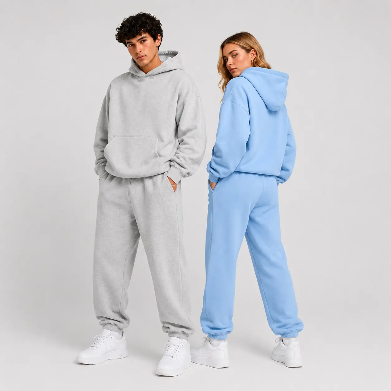Unisex Oversized Pullover Hoodie and Jogger Sweatpants Set, 2 Piece Casual Matching Sweatsuit, Relaxed Streetwear Lounge Outfit for Men Women