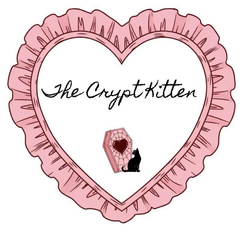 The Crypt Kitten Logo Sticker | 3” Vinyl Sticker | Pink Scrapbook Decal | 3M Adhesive | Pink Cute Spooky Cat Aesthetic