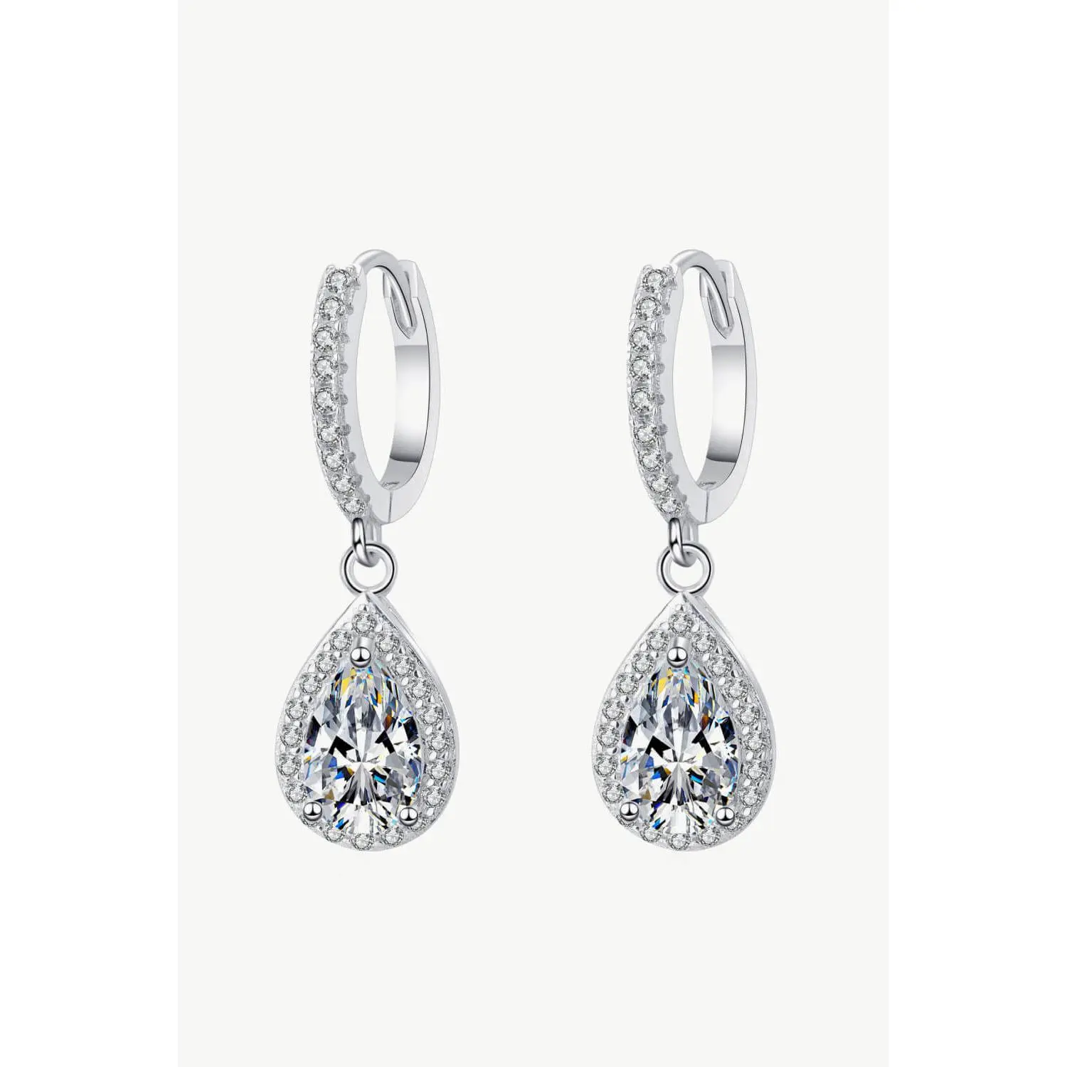 2 Carat Pear Diamond Teardrop Earrings