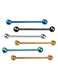 2pcs/lot Stainless Steel Industrial Barbell Earrings Piercing Long Bar Cartilage Ear Scaffold Helix Piercing Body Jewery Earring Stacking Set Stackable Earrings
