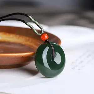 Premium Green Jade Donut Pendant • 24.5mm • Timeless Vintage Style Gemstone Charm