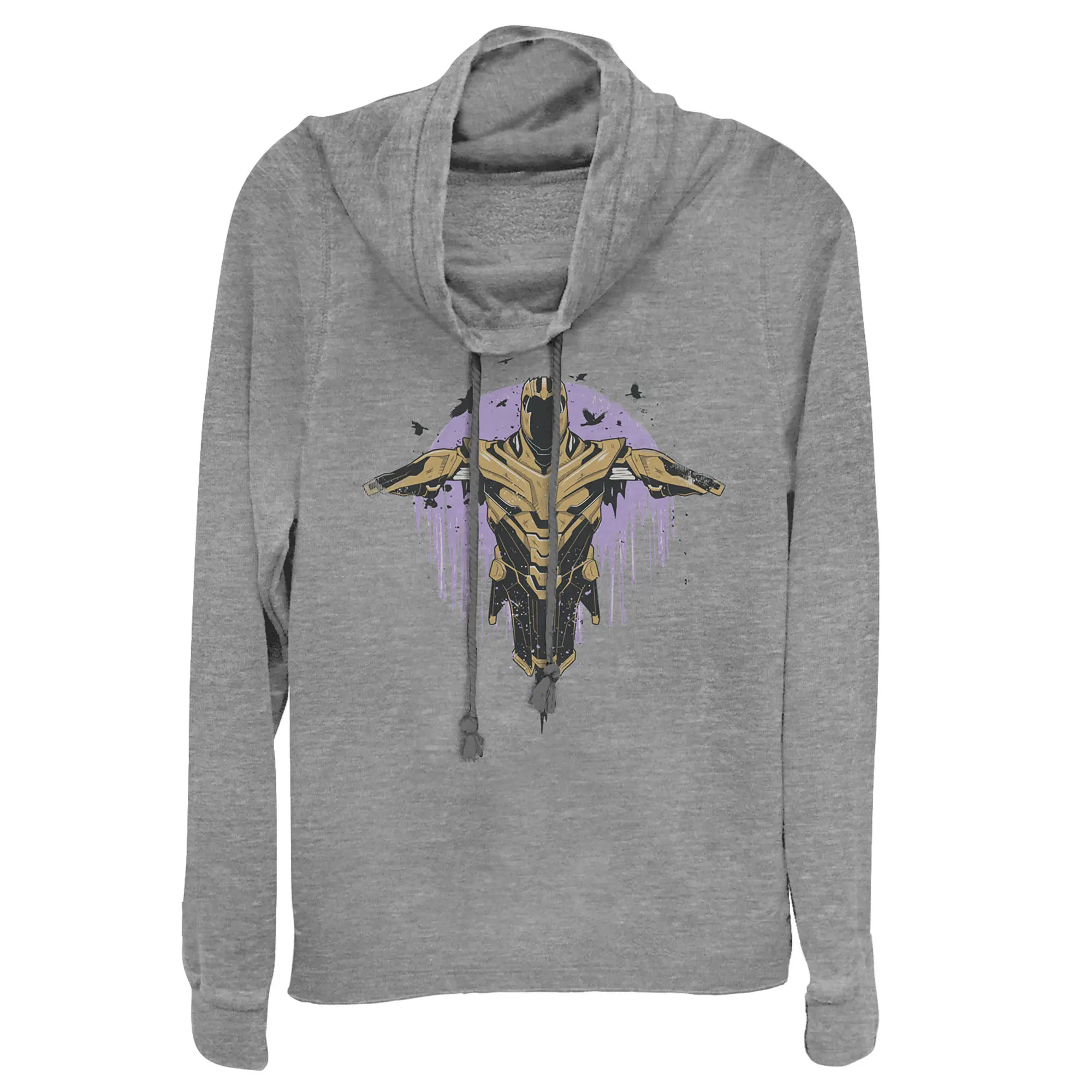 Juniors Womens Marvel Avengers: Endgame Thanos Flight Cowl Neck Sweatshirt