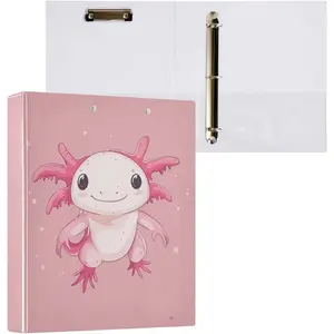 3 Ring Binder Cute Axolotl 1 Inch Round Binders for Men Women Students, Cute File Organizer for Office  School
